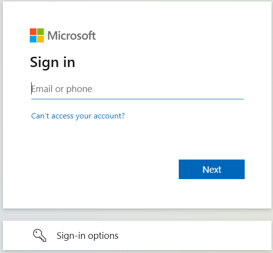 Microsoft 365 login form